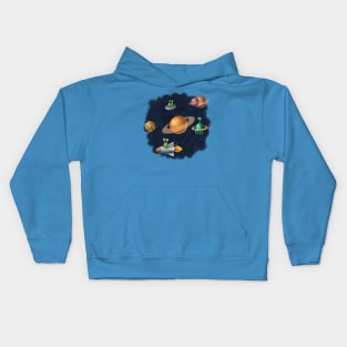 Outer space with aliens and planets. Kids Hoodie